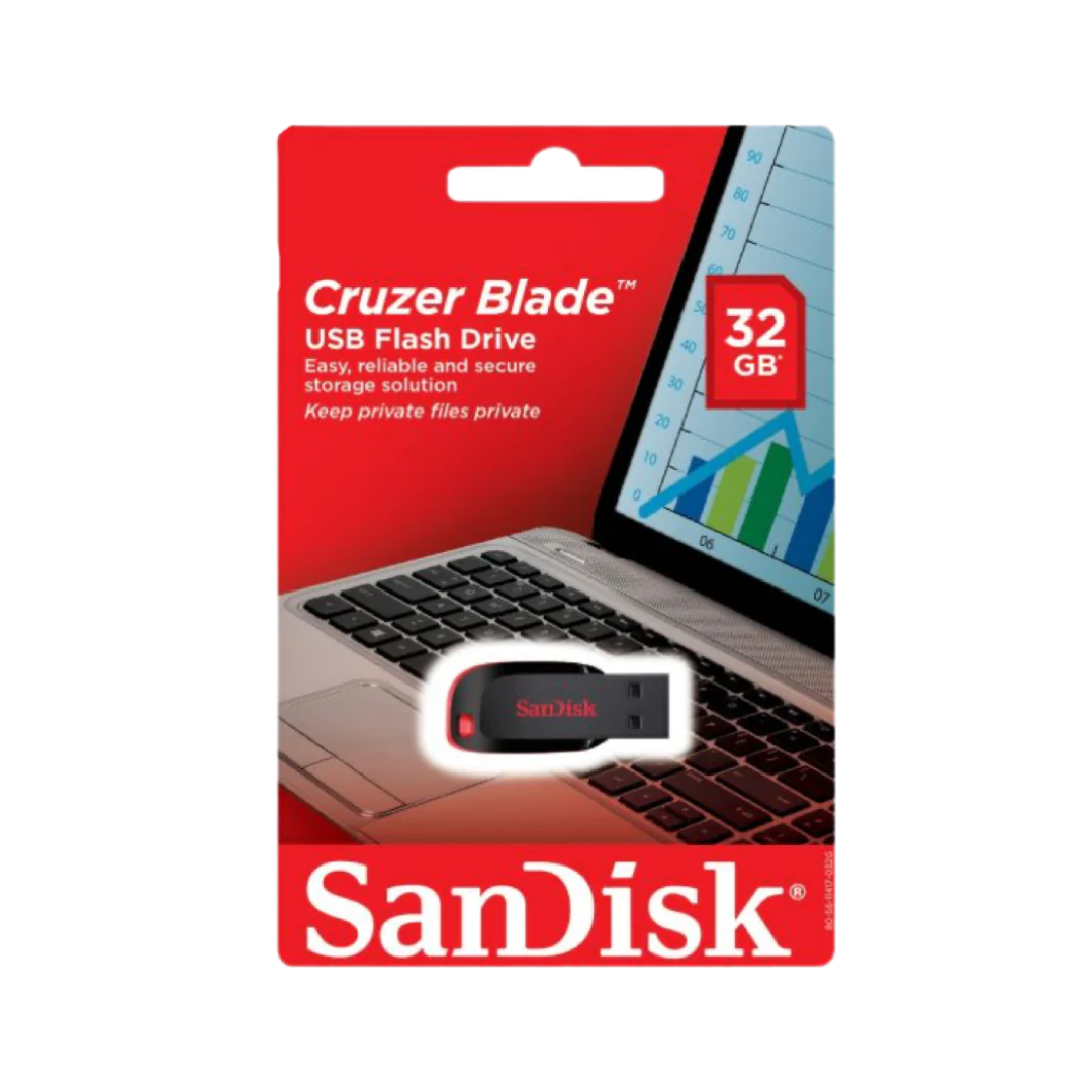 זיכרון נייד 32 ג'יגה דיסק און קי SanDisk Cruzer Blade