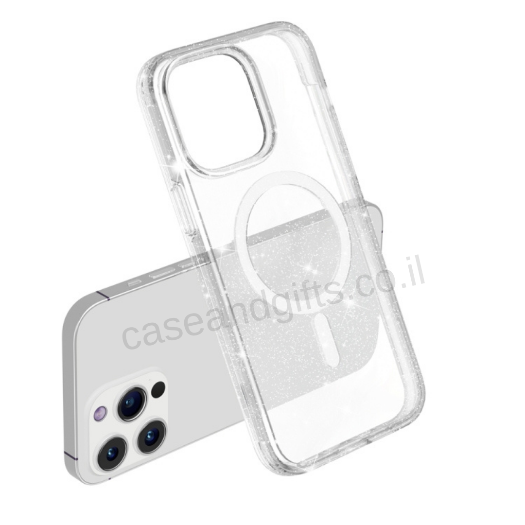 כיסוי MagSafe שקוף נצנצים לדגמי אייפון 11 ואייפון 12